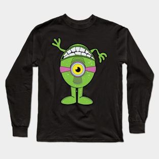 Green Big Eyed Upside Down Monster Long Sleeve T-Shirt